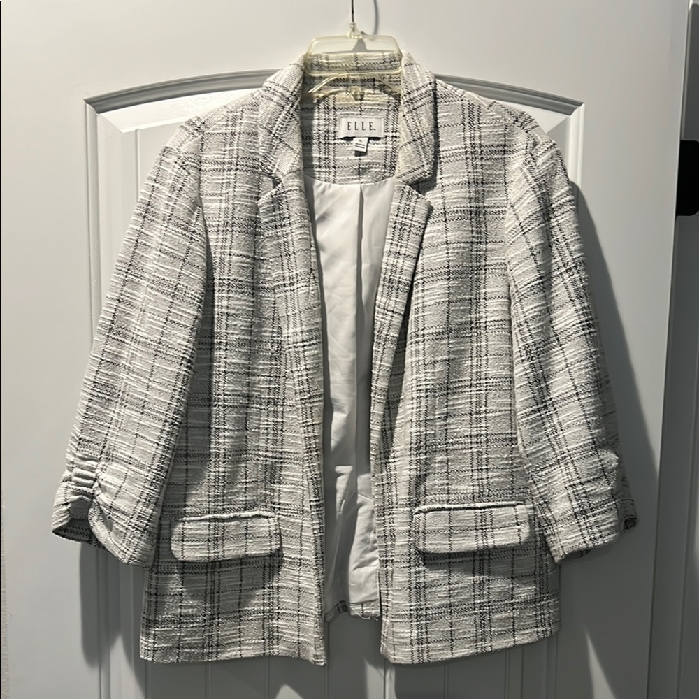 Elle Women's Black and White Plaid Jacket